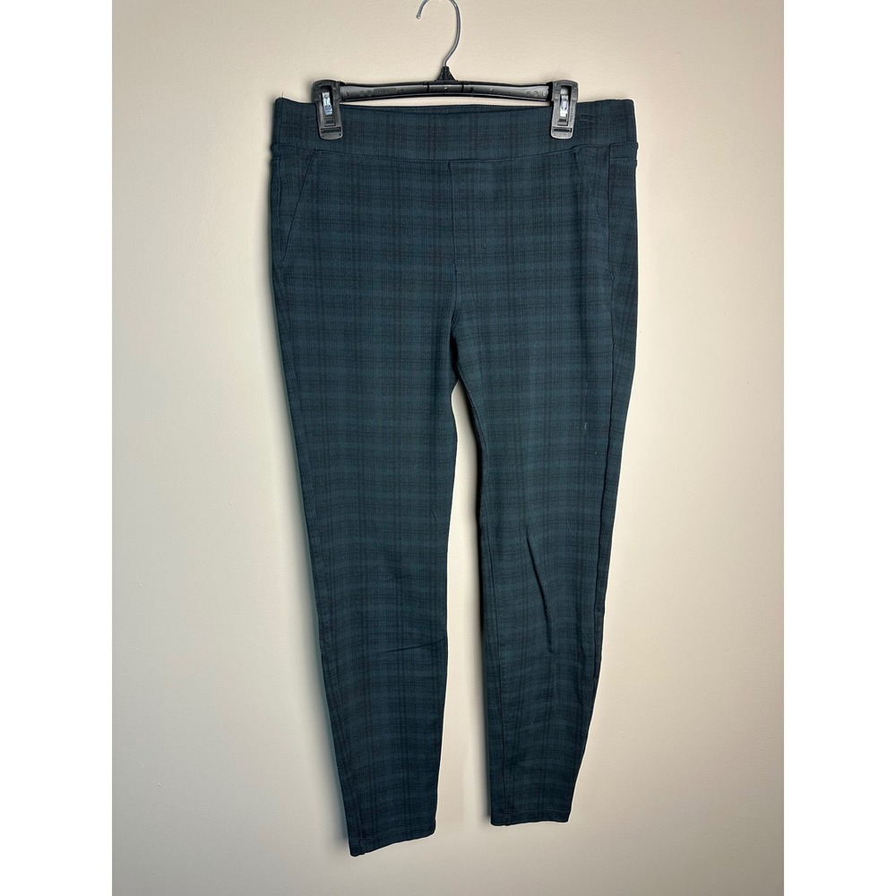 Liverpool Womens Green Black Plaid Pull On Leggings Trousers Size 10/30